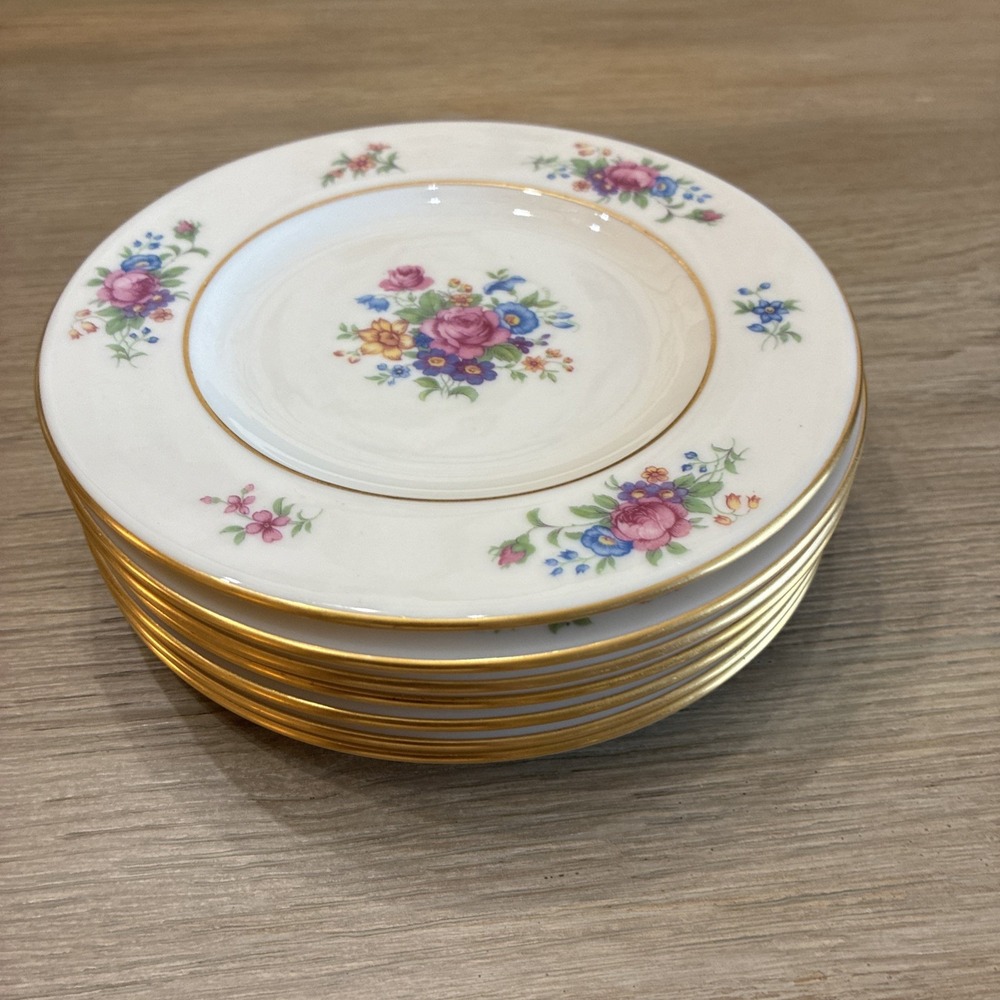 Lenox Rose Plates USA J-300  Bread & Butter Plate 6 3/8" Lot Of 7 Gold Backstamp